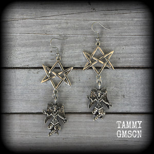 Baphomet earrings-Unicursal hexagram earrings