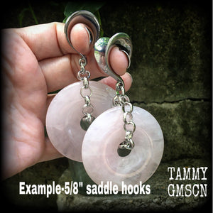 Rose quartz ear weights-Gauged earrings