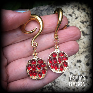 Pomegranate gauged earrings