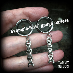 DNA strand ear gauges-Tunnel earrings-Science jewelry