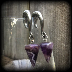 Amethyst gauged earrings