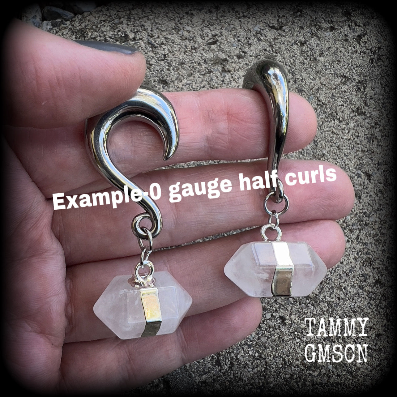 Clear quartz obelisk gauged earrings-Ear gauges