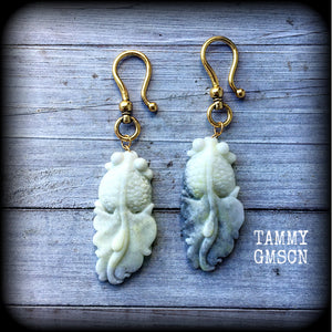 White jade koi fish ear hangers