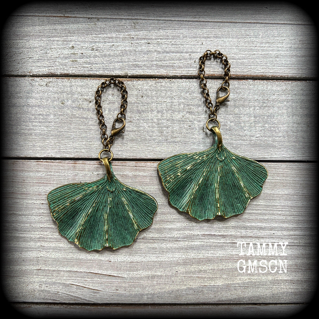 Ginkgo leaf earrings-Lotus leaf tunnel dangles