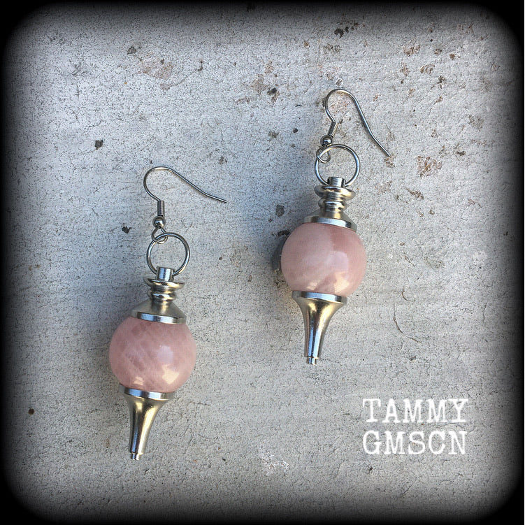 Rose Quartz earrings-Gemstone earrings