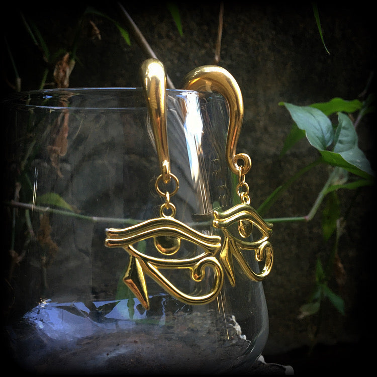 Eye of Ra gauged earrings-Egyptian jewelry
