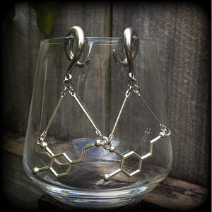 Dopamine molecule gauged earrings