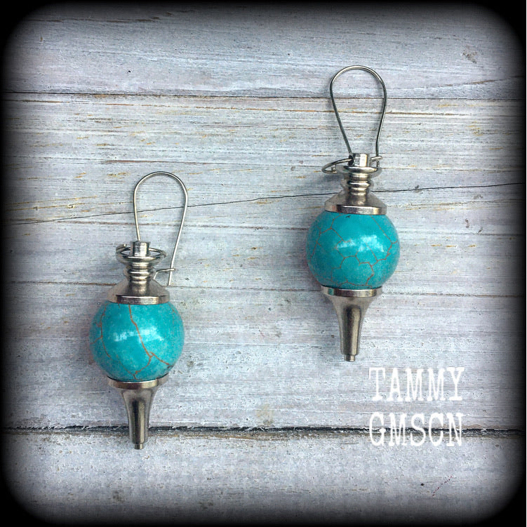 Turquoise ball pendulum earrings