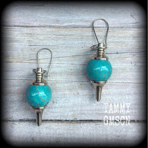 Turquoise ball pendulum earrings