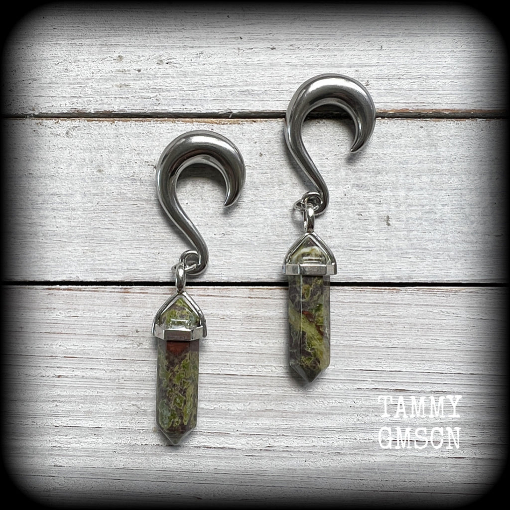 Dragons blood jasper gemstone earrings 0 gauge ear weights Ear hangers Gemstone ear weights Gauged earrings 4mm 6mm 8mm 10mm 12mm 14mm 16mm 19mm 22mm 25mm 28mm 30mm Stretched ears Stretched lobes gauged ears Ear gauges Cottagecore Gothic jewelry