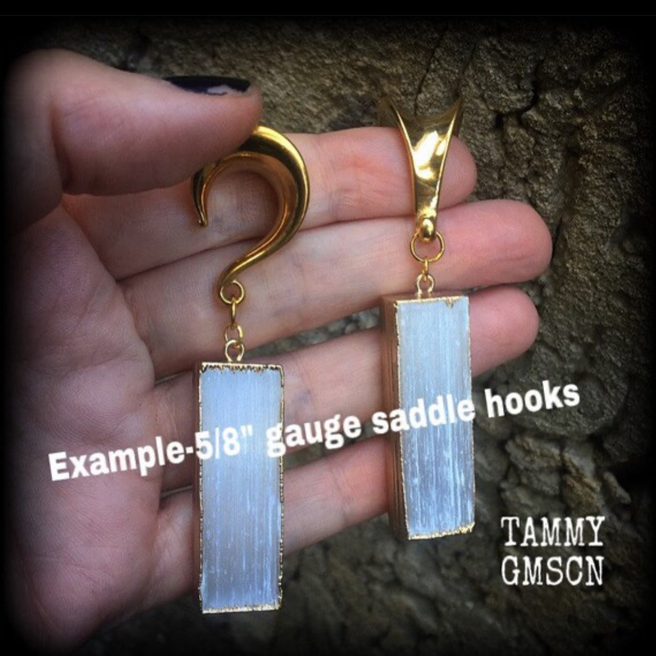 DIY Gold saddle hooks for stretched lobes