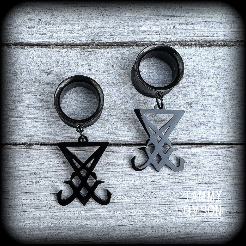 Sigil of Lucifer tunnel earrings