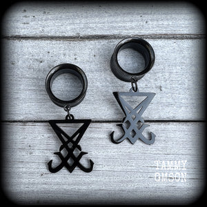 Sigil of Lucifer tunnel earrings