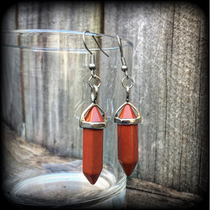 Red jasper earrings-Gemstone earrings