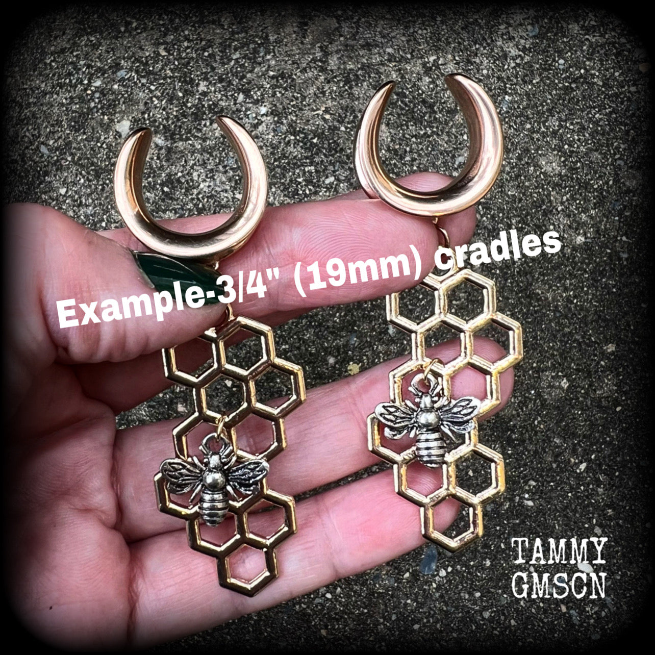 Beehive gauged earrings-Honeycomb earrings