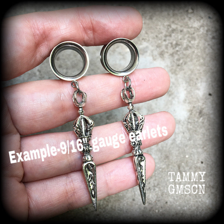Vajra dagger tunnel earrings