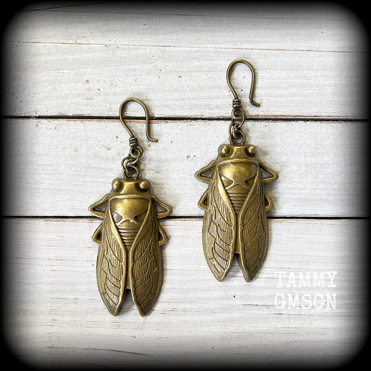 Bronze locust earrings-Ear hangers