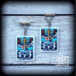 Judgement tunnel earrings-Tarot card earrings