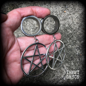 Pentagram tunnel earrings
