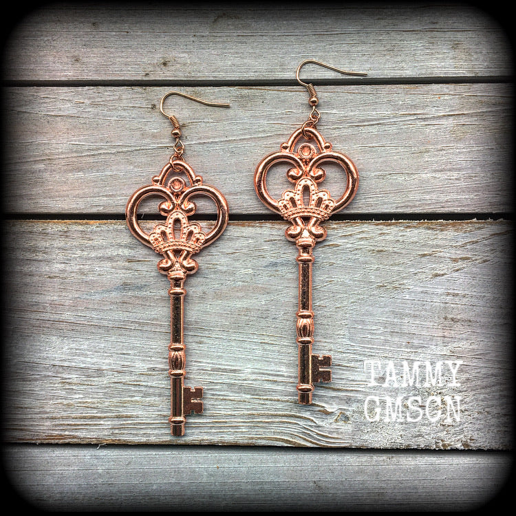 Antique key earrings