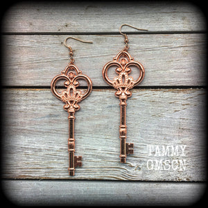 Antique key earrings