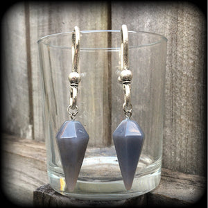 Grey agate earrings-Ear hangers