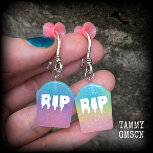 Pastel goth tombstone earrings-Halloween earrings