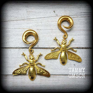 Wasp earrings-Insect gauged earrings