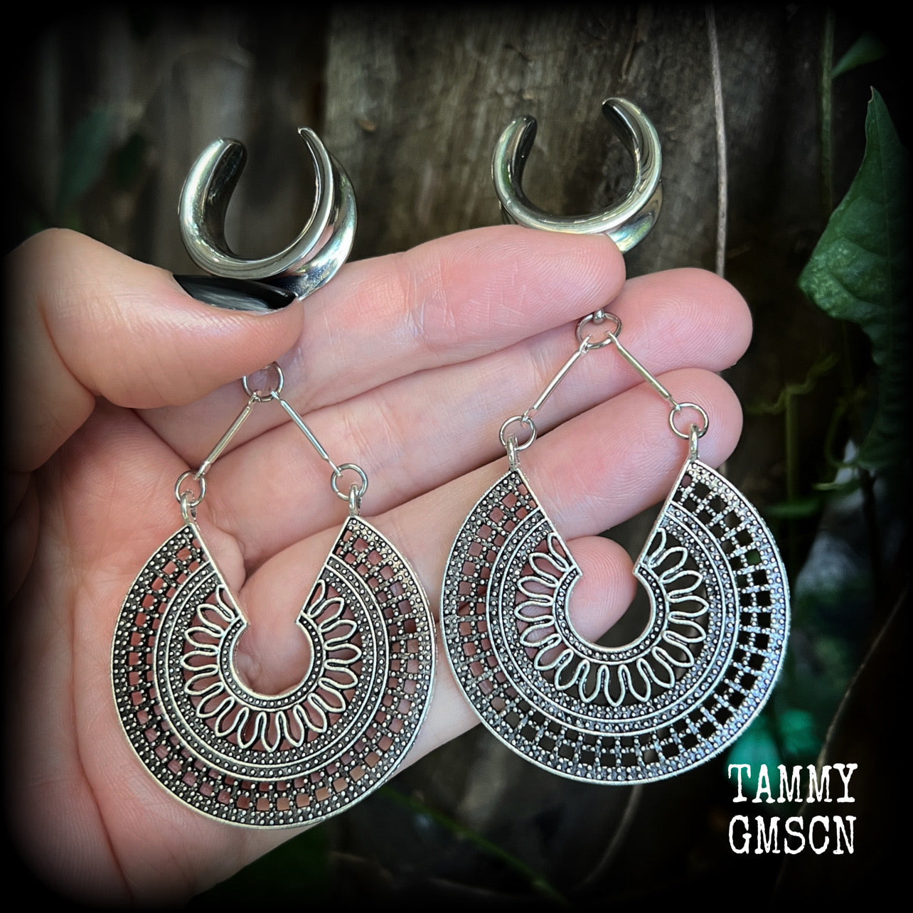 Mandala cradle weights-Artemis gauged earrings