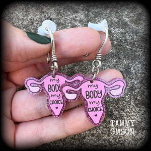 My body My choice earrings-Uterus earrings