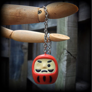 Red daruma earrings-Tunnel earrings