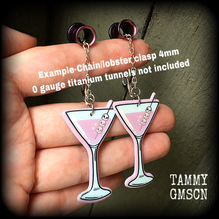 Zombie martini tunnel earrings