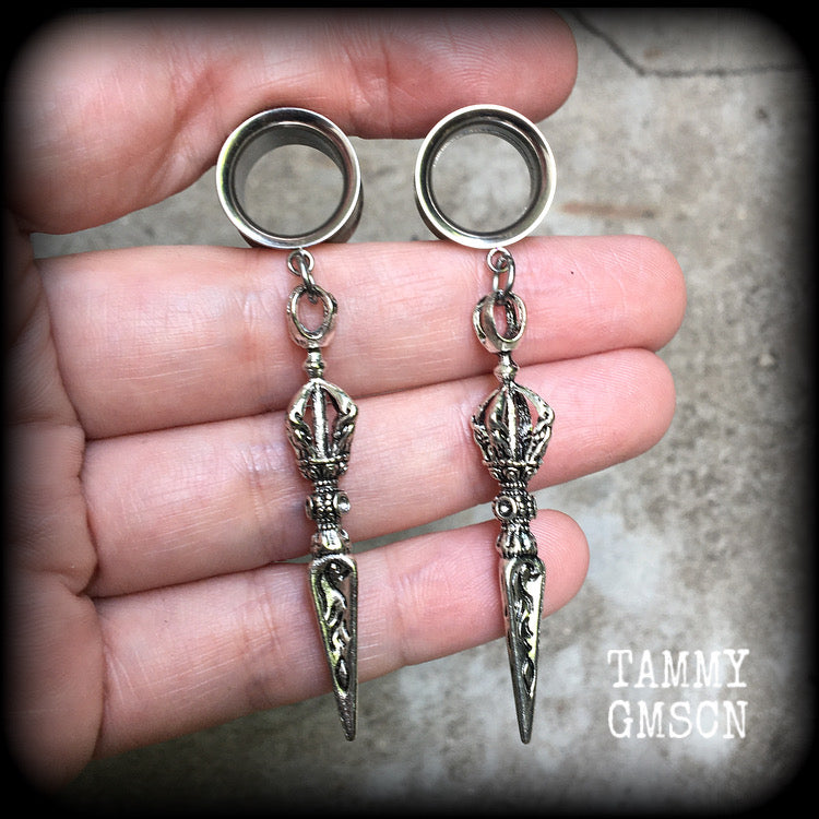 Vajra dagger tunnel earrings