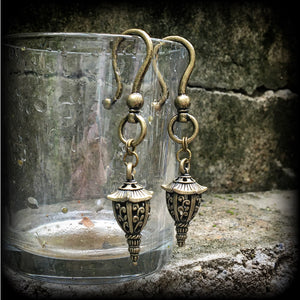 Antique bronze earrings Bronze ear hangers Bronze ear weights Tunnel earrings Tunnel dangles Lantern Lanterns Japanese lantern tattoo Japanese ornaments Stretched ears Stretched lobes Gauged ears Gauged earrings Ear gauges 10mm 8mm 6mm 5mm 4mm  