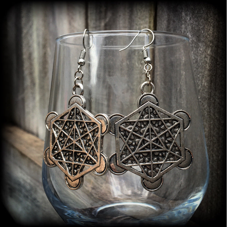 Metatrons cube earrings-Sacred Geometry earrings