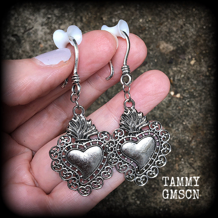 Sacred heart earrings-Ear hangers