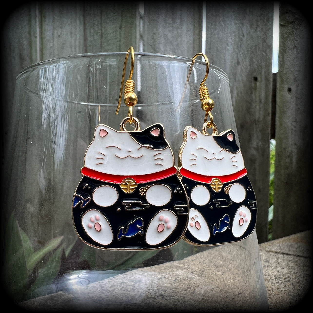 Maneki Neko earrings-Japanese cat earrings