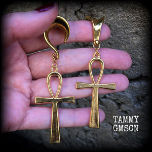 Ankh gauged earrings