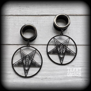Baphomet tunnel earrings