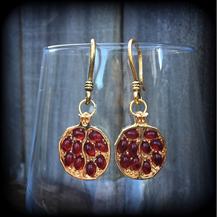 Persephone earrings-Pomegranate ear hangers