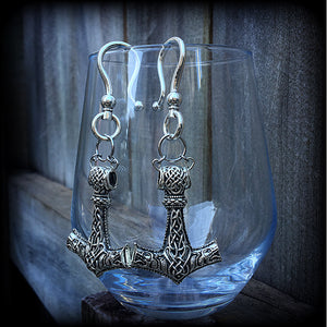 Thors Hammer earrings-Viking ear hangers