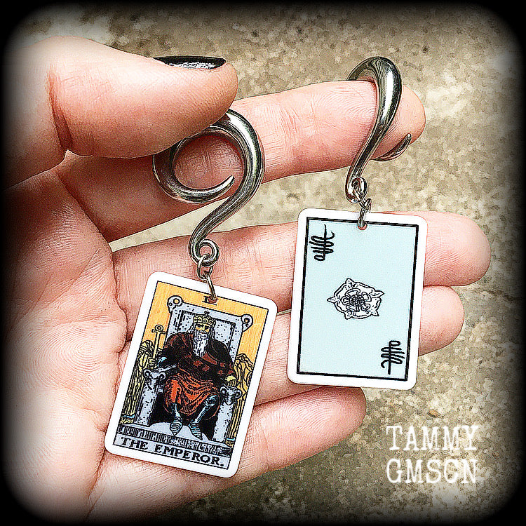 The Emperor tarot card gauged earrings