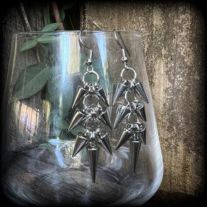 Metal spike earrings-Punk earrings