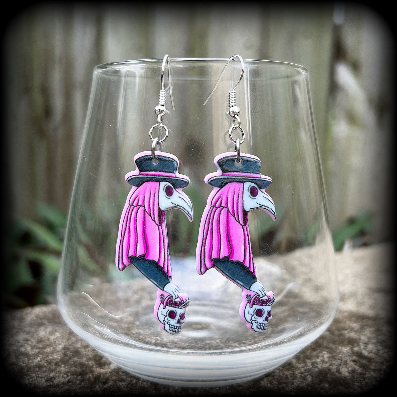 Pastel goth Plague Doctor earrings