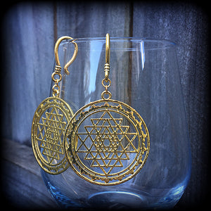 Sri Yantra earrings-Sri Chakra ear hangers