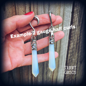 Opalite gemstone gauged earrings