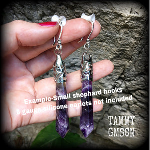 Amethyst earrings-Gemstone ear hangers