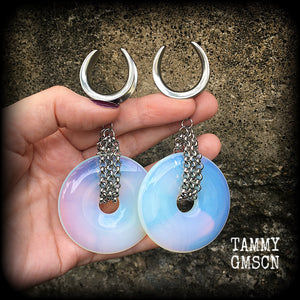 Opalite ear weights-Gauged earrings