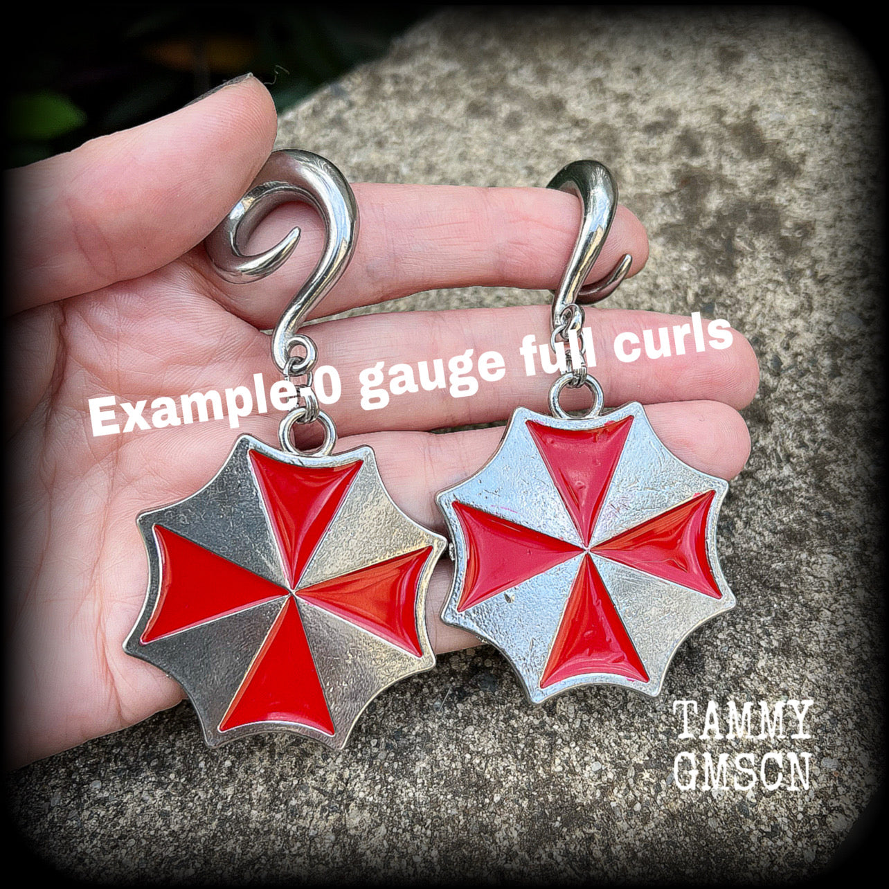 Umbrella corps gauged earrings