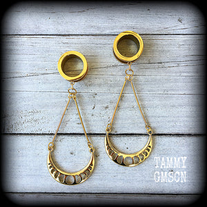 Moon phases ear gauges-Tunnel dangles